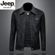 JEEP SPIRIT歐洲站麂皮絨新款外套男春秋季高品質(zhì)時(shí)尚韓版修身皮衣休閑夾克潮 黑色 2XL