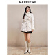 MAXRIENY國風(fēng)中式復古盤(pán)扣羽絨服冬季新款毛絨立領(lǐng)提花外套女 米白 M 02