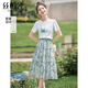 絲柏舍套裝2026夏裝新款女裝印花圓領(lǐng)上衣搭碎花半身裙兩件套