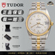 【二手99新】帝舵（TUDOR）男表王子與公主系列18K金機(jī)械男士腕表日歷夜光顯示手表生日紀(jì)念日禮物 34mm-銀布紋鉆刻M74033-0006