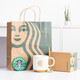 星巴克（Starbucks）杯子墨綠色馬克杯星勺陶瓷豎條紋水杯辦公室咖啡杯情侶萬(wàn)圣節禮物 白色單杯原盒+勺子杯墊