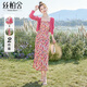 絲柏舍油畫(huà)風(fēng)套裝2026春裝新款女開(kāi)衫外套搭碎花吊帶裙兩件套