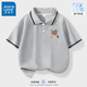真維斯兒童短袖t恤男童帥氣POLO領(lǐng)上衣校服小男孩夏季學(xué)院風(fēng)半截袖班服 【親膚有型polo】灰色/彩繪 140