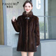 梵蒂沃（FANDIWO）品牌貂皮大衣女進(jìn)口整貂中長(cháng)款水貂皮草中老年媽媽立領(lǐng)貂皮外套女 咖啡色 立領(lǐng)（衣長(cháng)75） M 90~100斤