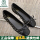 啄木鳥方頭單鞋夏季季百搭淺口仙女風(fēng)蝴蝶結(jié)平底工作四季瓢鞋潮大碼女 黑色升級版 35