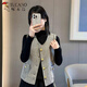 啄木鳥(niǎo)小香風(fēng)馬夾女春秋新款背心時(shí)尚無(wú)袖馬甲外套外穿氣質(zhì)短款坎肩 淺灰色 L 建議105-120