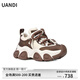 UANDI萬(wàn)季原創(chuàng)潮牌2024早秋新款時(shí)尚運(yùn)動(dòng)休閑厚底增高百搭潮流老爹鞋女 咖色-29555-51 37