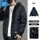 真維斯（Jeanswest）男士上衣秋冬季連帽衛衣大碼秋裝夾克男生長(cháng)袖寬松休閑運動(dòng)外套 黑色 L 體重120-140斤