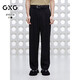 GXG男裝寬松直筒西裝褲通勤男商務(wù)長(cháng)褲 黑色 190/XXXL