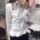 JRET早春韓系復(fù)古花邊下擺長袖襯衫女2025年新款秋冬學(xué)院風(fēng)設(shè)計(jì)感上衣 白色襯衫 L 55/60kg