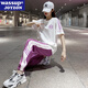 WASSUP JOYZON夏季新款運動(dòng)套裝女大碼寬松學(xué)生小個(gè)子短袖長(cháng)褲休閑跑步服兩件套 粉色（休閑兩件套） S（建議85-100斤）