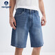 納維凱爾意大利小帆船男士涼感寬松短褲水洗牛仔中褲1322545503 藍 32 