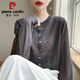 皮爾卡丹（pierre cardin）女竹節(jié)麻防曬針織衫2025新款薄款長(zhǎng)袖上衣夏季寬松外搭針織開衫 2024大象灰2025 M 90-110