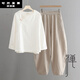 菲洛曼（FEILUOMAN）禪服佛系女高端套裝春夏居士服禪意風(fēng)國(guó)風(fēng)裝棉麻上衣禪修服修行 白色棉麻上衣8235#+麻色棉麻褲 均碼