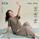 安之伴【巨好睡】睡衣女夏季涼感棉經(jīng)典條紋運動(dòng)風(fēng)短袖長(cháng)褲女士家居服 橡子褐【柔軟有彈性-超透氣】 M
