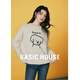 Basic House/百家好休閑百搭可愛(ài)小狗設計感冬季新款圓領(lǐng)套頭毛衣 米白色 M