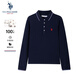 U.S. POLO ASSN.商場(chǎng)同款POLO衫女長(cháng)袖純棉親膚透氣商務(wù)休閑寬松百搭 深藍色 M 