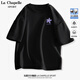 La Chapelle Sport拉夏貝爾短袖女夏季百搭休閑簡約韓版時尚運(yùn)動透氣潮流t恤女裝 黑色(幽蘭胸標(biāo)) M /160（推薦100-115斤）
