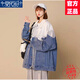 莫代爾牛仔外套女2025春秋季新款女裝初高中學(xué)生寬松百搭韓版夾克上衣 白藍色 M 100-120斤
