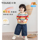 幼歌（YOUGE）嬰幼兒秋季新款繽紛彩虹條紋寬松長(cháng)袖毛衣舒適軟綿上衣 彩虹條 100 cm