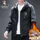 啄木鳥(niǎo)外套男秋冬夾克新款男生休閑衣服時(shí)尚潮流百搭男裝外套加絨上衣男 HTLB-A2117黑灰色加絨 2XL
