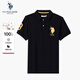 U.S. POLO ASSN.【100%棉】poo衫男夏季寬松美式休閑純棉t恤男士高端短袖男上衣