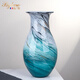BYLURE品牌藝術(shù)感水晶玻璃花瓶創(chuàng  )意輕奢鮮花干花綠植插花器精致家居擺件 海浪流沙大號 | 高36cm
