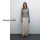 Massimo Dutti夏季新品2025女裝潮流設計感蛇紋印花裙子寬擺半身裙女05233882 白色 S