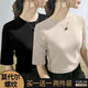 筱質(zhì)磐【兩件裝】春夏季新款螺紋t恤女半袖新中式百搭五分袖短袖女 黑色+杏色【兩件裝】 XL 110-120斤