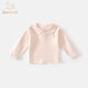 班喜迪女童長(cháng)袖t恤春裝2026新款女寶寶公主娃娃領(lǐng)上衣春秋裝兒童打底衫 粉色 100