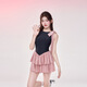 微光里甜美連體裙式泳衣2025新款仙氣少女純欲遮肚顯瘦小胸聚攏無袖溫泉 黑粉色 均碼 【建議80-120斤】