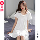 芬騰性感睡裙女夏季純棉法式公主風(fēng)短袖睡衣純欲風(fēng)連衣裙 白色 M