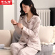芊之雅（QIANZHIYA）秋冬季空氣棉夾層睡衣套裝女士純棉長(cháng)袖夾棉加厚加棉居家服秋冬天 LST-068#灰色格 XL 女170（參考125-140斤）