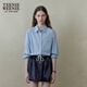Teenie Weenie小熊女裝襯衫秋季簡(jiǎn)約休閑通勤純色條紋襯衣 藍色 M