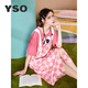 YSO睡衣女夏全棉連體圓領(lǐng)休閑高級卡通可愛(ài)可外穿家居服套裝 嫩粉色 S