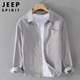 JEEP SPIRIT吉普日系長袖襯衫男士春季寬松休閑純棉襯衣外套男 淺灰色 XL 