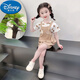 迪士尼（Disney）女童夏裝套裝洋氣時髦童裝2025新款夏季寶寶短袖兩件套兒童背帶褲 【背帶褲】套裝 120 cm