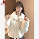 夏雨瑤2025韓系甜美風波點毛領棉服女秋冬季寬松加厚保暖短款面包服外套 波點 M 95-110斤