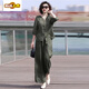 初徑天絲棉麻套裝媽媽2026夏季新款V領(lǐng) 韓版休閑時(shí)尚上 墨綠色 XL 102-135
