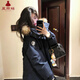 夏雨瑤工裝棉服女2025冬季新款百搭加厚美式情侶大毛領(lǐng)寬松棉衣外套 藏藍色 M 100-120斤
