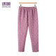 逐暖中老年女士純棉保暖褲三層夾棉長(cháng)褲奶奶裝老人家居褲秋冬加厚秋褲 香芋紫（印花夾棉褲） XL （建議95-120斤）