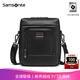 新秀麗（Samsonite）時(shí)尚商務(wù)單肩斜挎包輕奢細牛皮革男包總裁包HO0*015 黑色