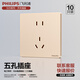 飛利浦（PHILIPS）開(kāi)關(guān)插座面板S20香檳金86型暗裝家用墻壁插座帶一開(kāi)雙控啞光插座 大間距正五孔 插座 （10A）10只
