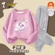 史努比（peanuts）【加絨套裝】兒童百搭時尚秋冬裝連帽衛(wèi)衣褲子中大童加厚保 【無帽】珊瑚粉夢幻星球+深花灰夢幻褲標(biāo) 150 體重75-85斤身高145-155cm