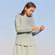 朵朵·可可春秋季新款雙面針織寬松大碼簡(jiǎn)約長(zhǎng)袖上衣長(zhǎng)褲站樁練功服 灰藍(lán)上衣 S (155)