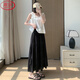浪莎褶皺半身裙女夏季2025新款高腰氣質(zhì)仙女a(chǎn)字蓬蓬芭蕾風(fēng)蛋糕裙子女