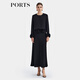 PORTS寶姿女裝2025春夏新款優(yōu)雅光澤感半身長(cháng)裙 黑色 M