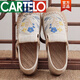 卡帝樂(lè)鱷魚(yú)（CARTELO）新款布鞋民族風(fēng)布鞋繡花鞋圓頭森女棉麻復(fù)古休閑一腳蹬女款 米色【標(biāo)準(zhǔn)碼數(shù)】 1008 40
