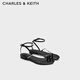 CHARLES&KEITH簡(jiǎn)約細帶鏈條夾趾平底涼鞋生日禮物送女友CK1-70381106 Black Box黑色 36 （230）