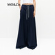 MO&Co.闊腿褲2025春新品三醋酸solotex輕量戶外抽繩高腰MBE1PAT024 深寶藍(lán)色 XS 155